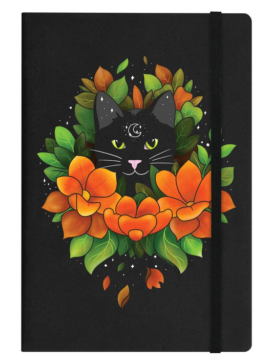 Mystical Lunar Kitty Black A5 Hard Cover Notebook