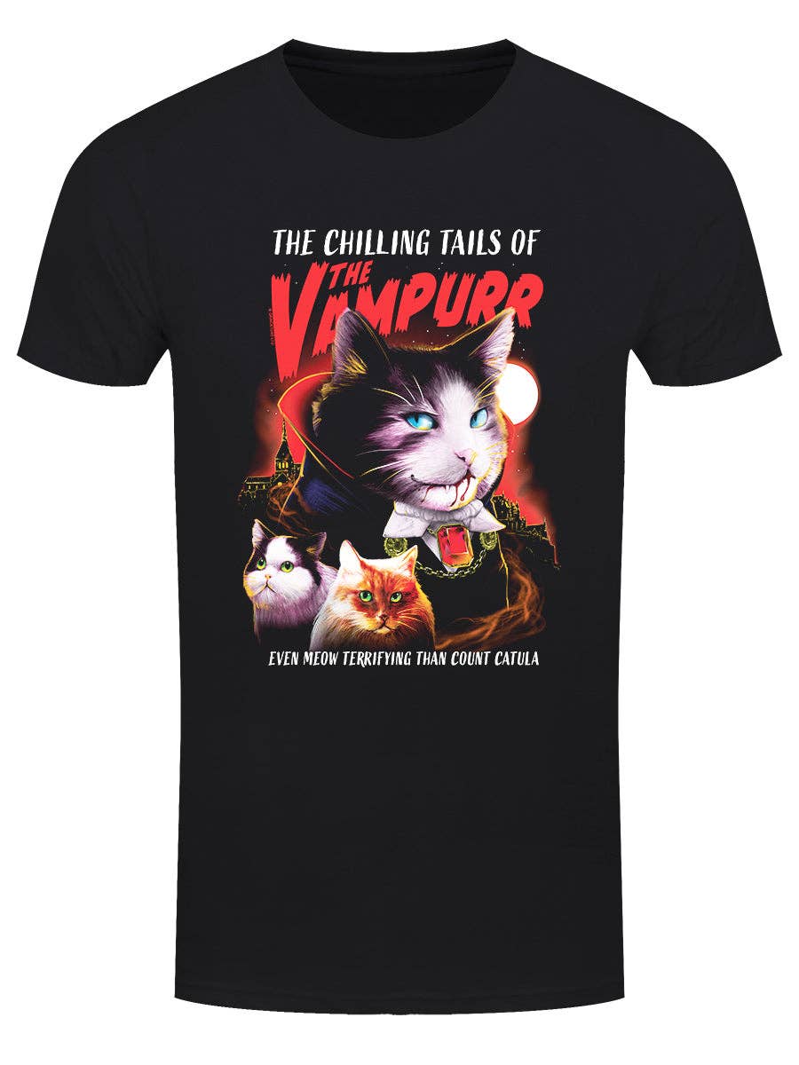 Vintage Horror Cats The Vampurr Men's Black T-Shirt