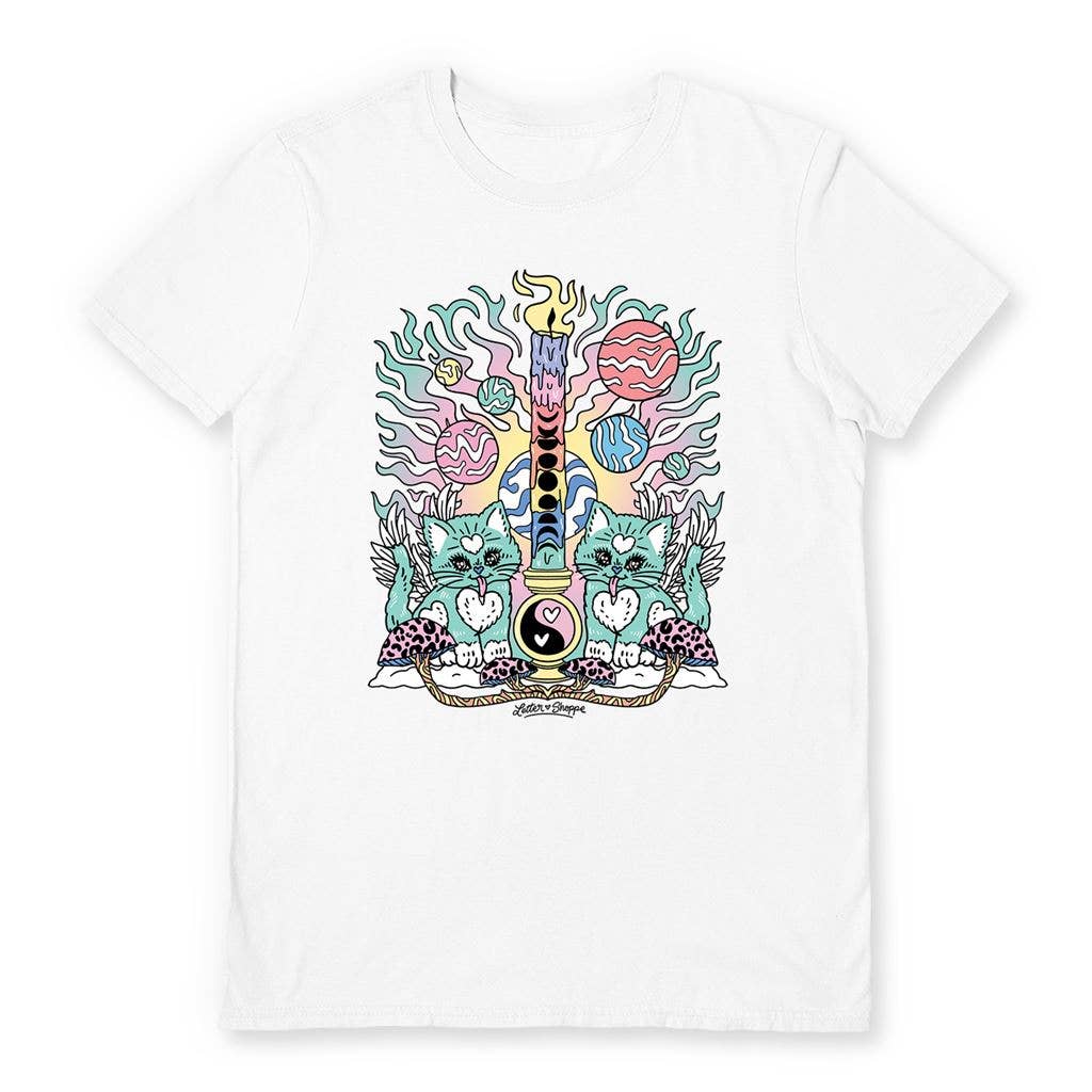 Trippy Kitty Pastel White T-Shirt