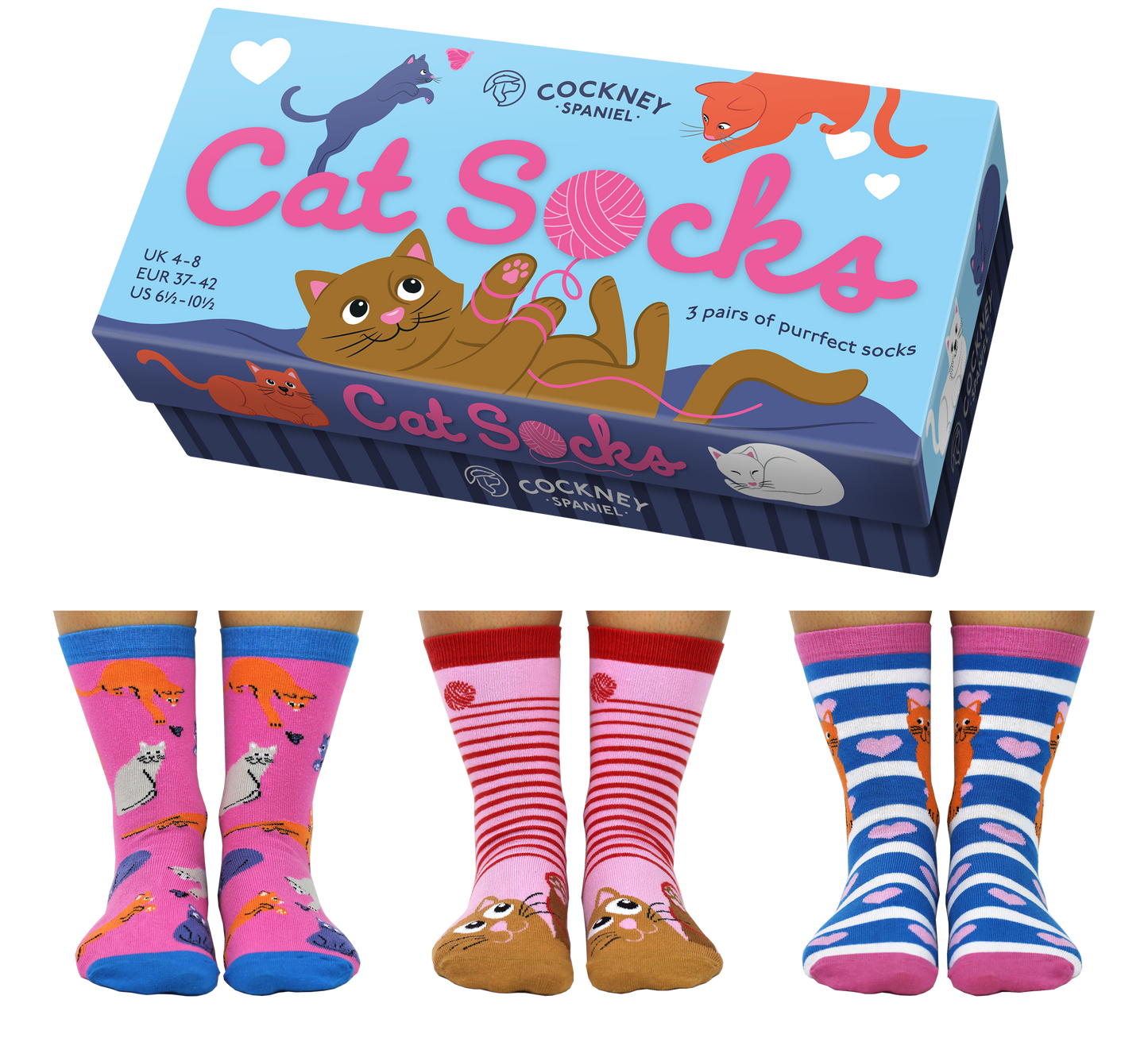 Cat Socks - 3 Matching Pairs