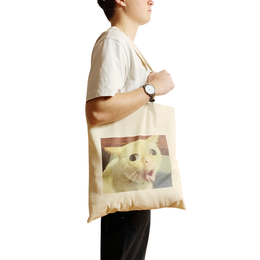 Cat Gagging Meme Tote Bag Funny Kitty Feline Bag Iconic Meme