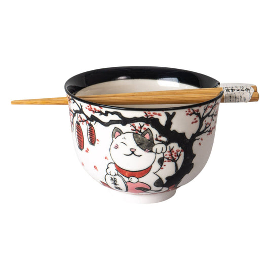 18oz Donburi Bowl With Chopsticks Set - Lucky Cat Festival