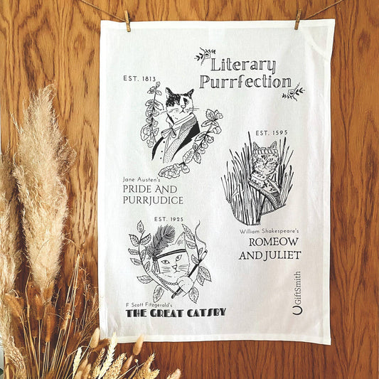 Literary Purrfection: Fairtrade Cotton Cat Tea Towel