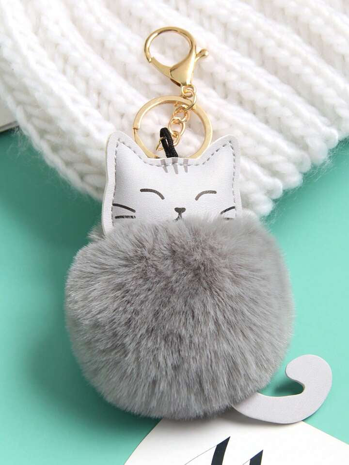 Fluffy Cat Keyring