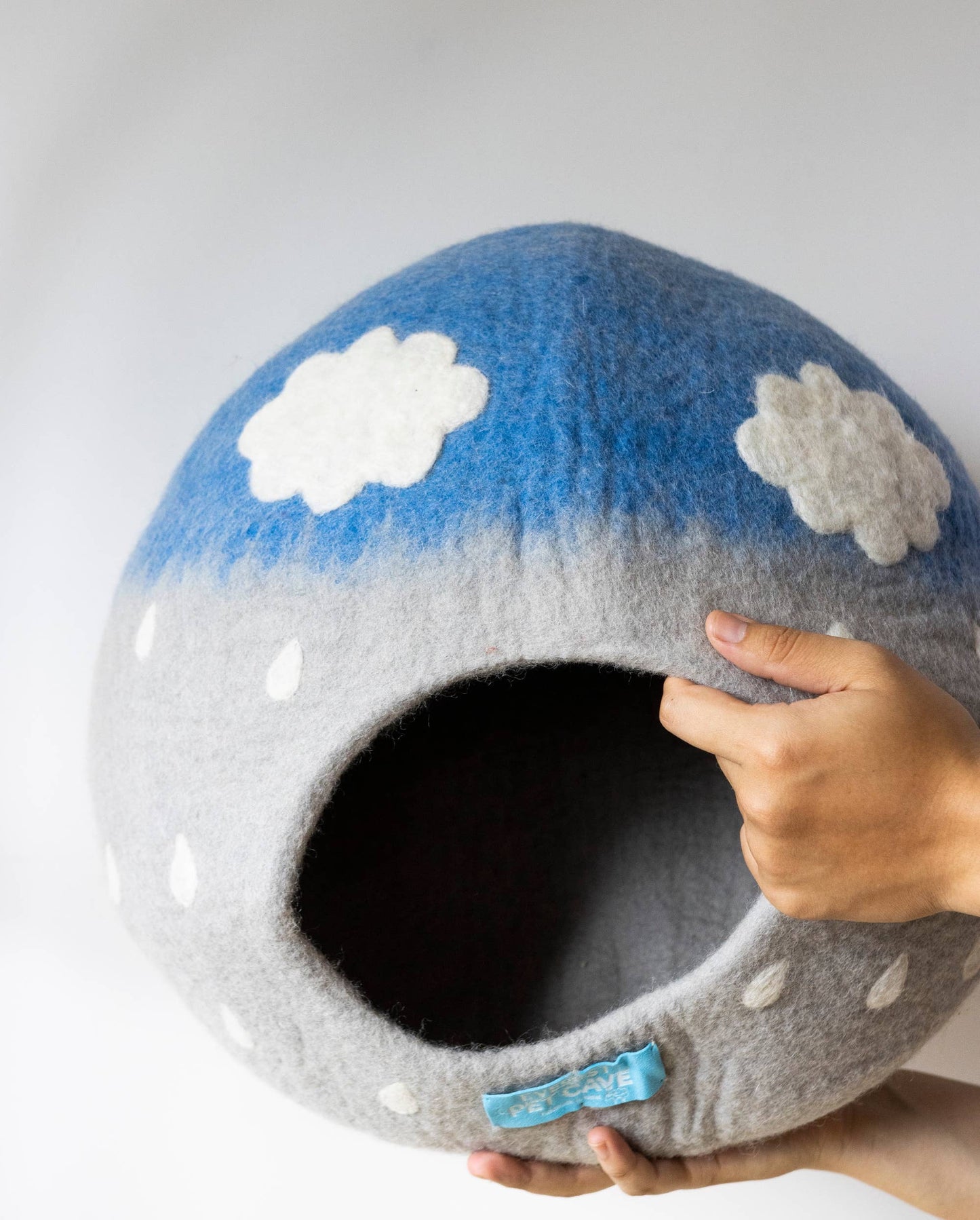 Cat Cloud Cave 100% Wool, Felted, Handmade, Grey