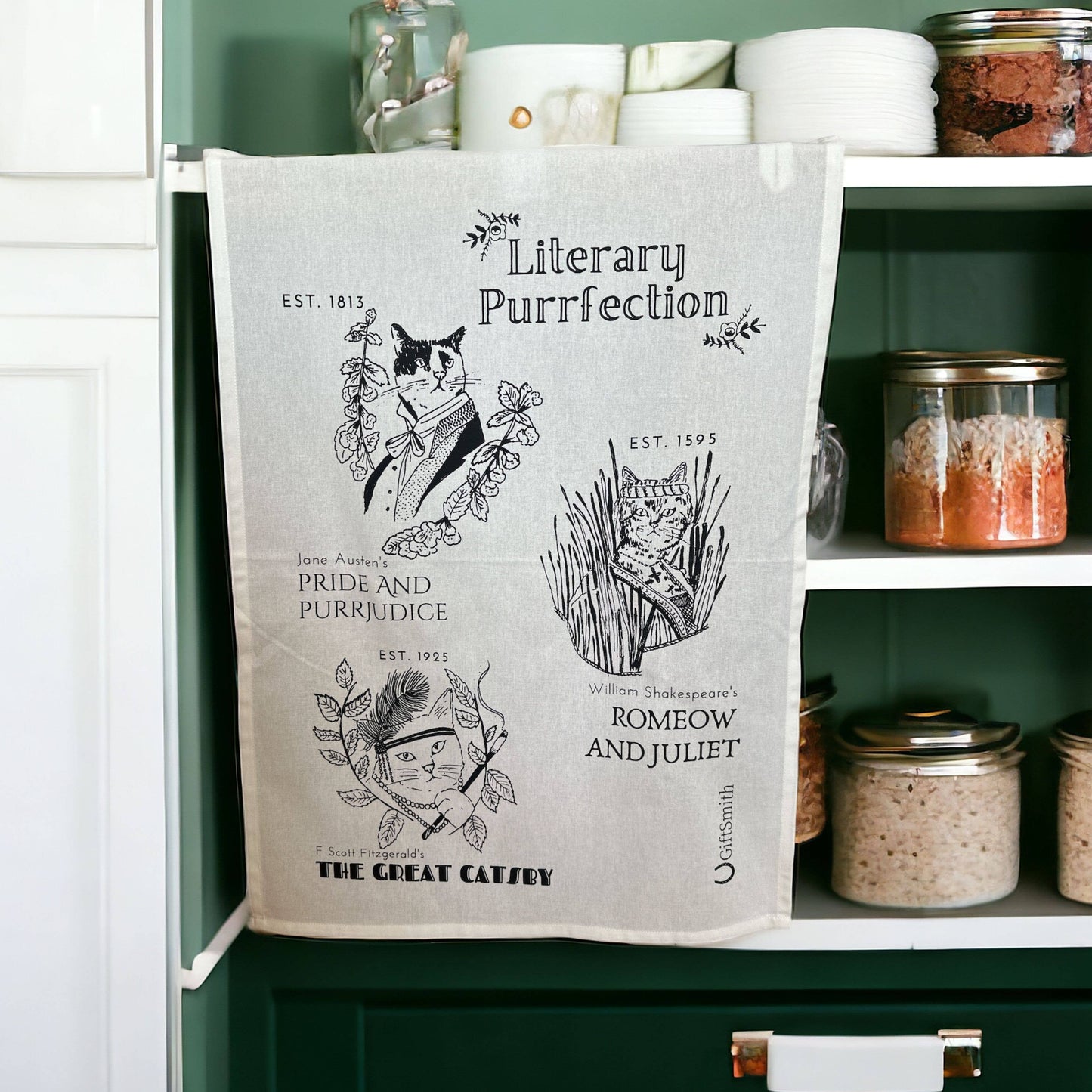 Literary Purrfection: Fairtrade Cotton Cat Tea Towel