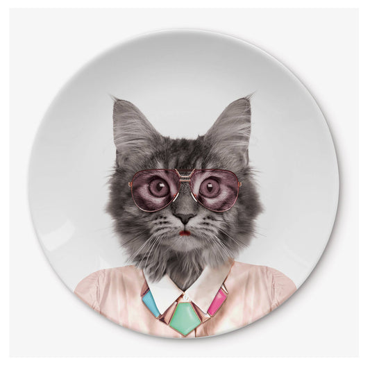 Wild Dining Cat Plate