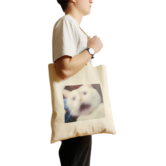 Scared Cat Meme Tote Bag Funny Screaming Cat