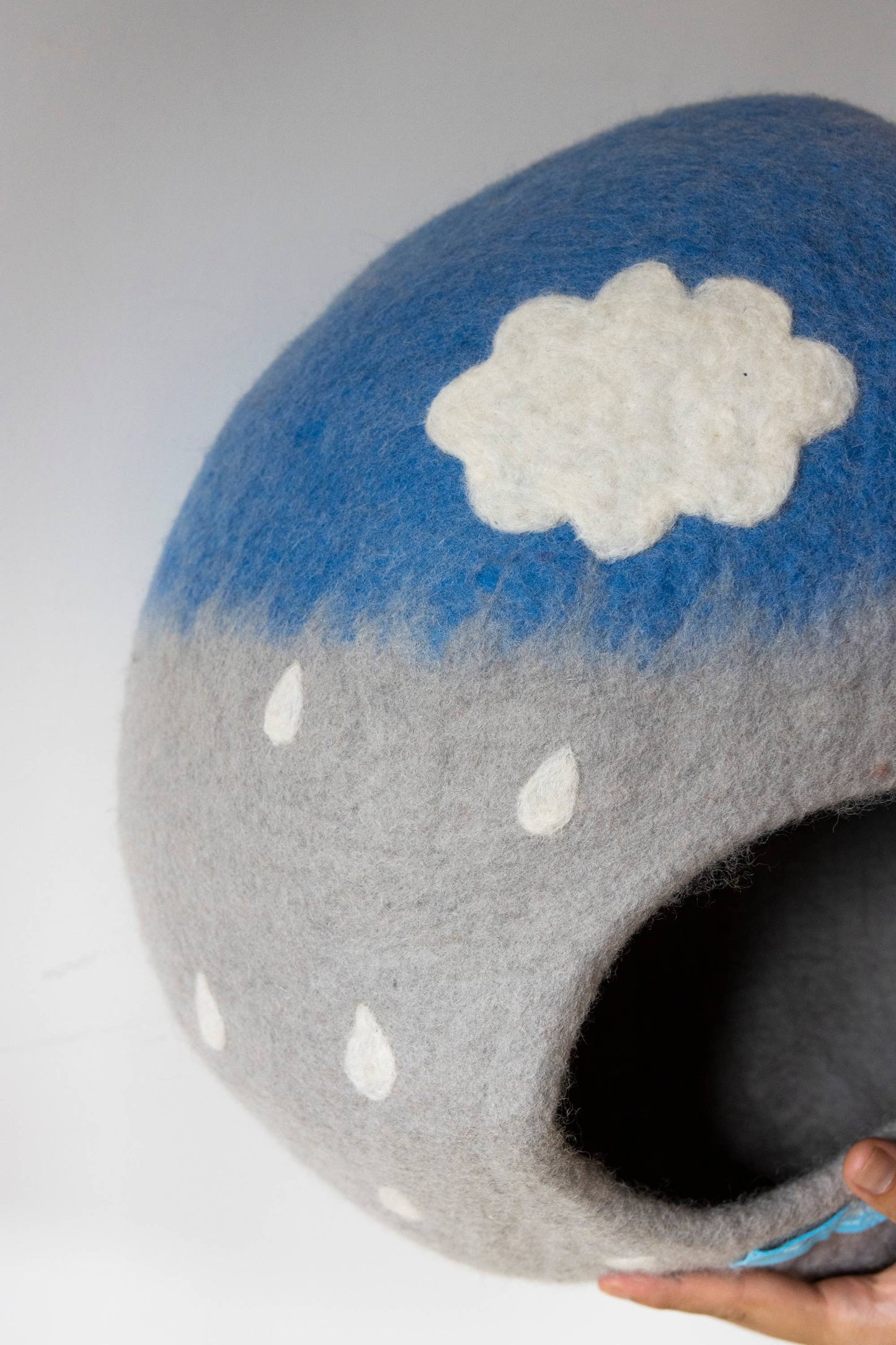 Cat Cloud Cave 100% Wool, Felted, Handmade, Grey