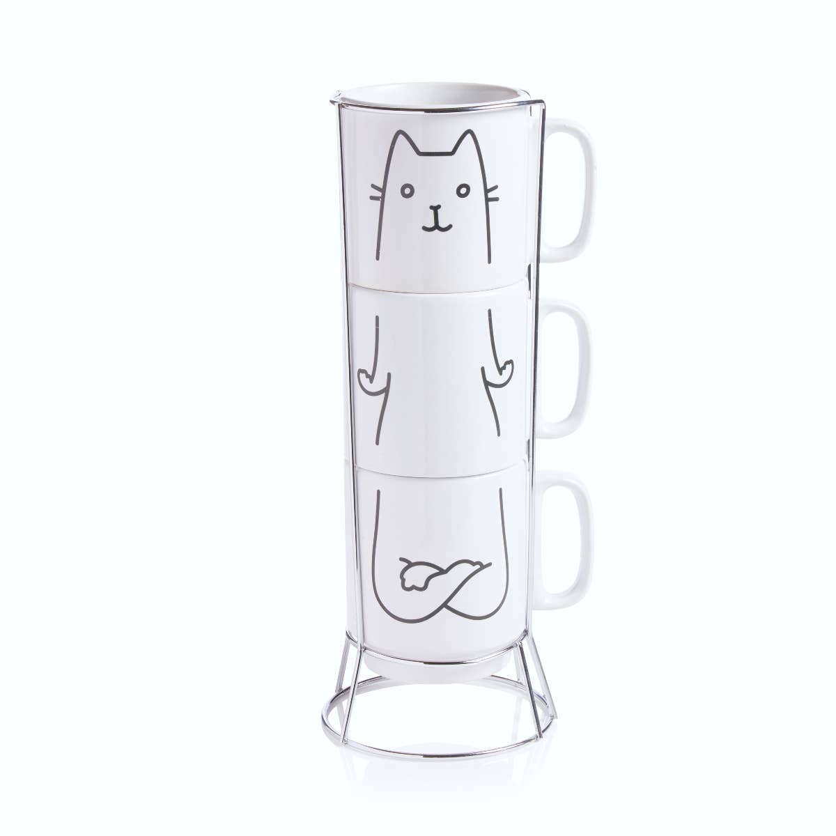 Hilarious cat yoga mug set