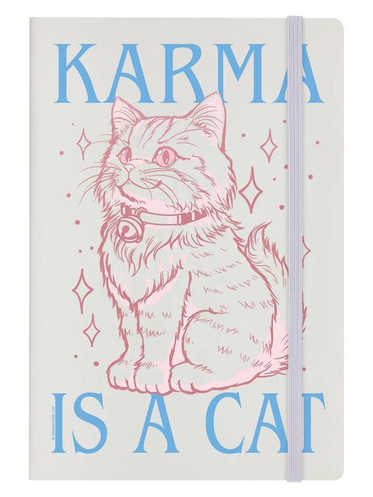 Karma Is A Cat Cream A5 Hard Cover Notebook