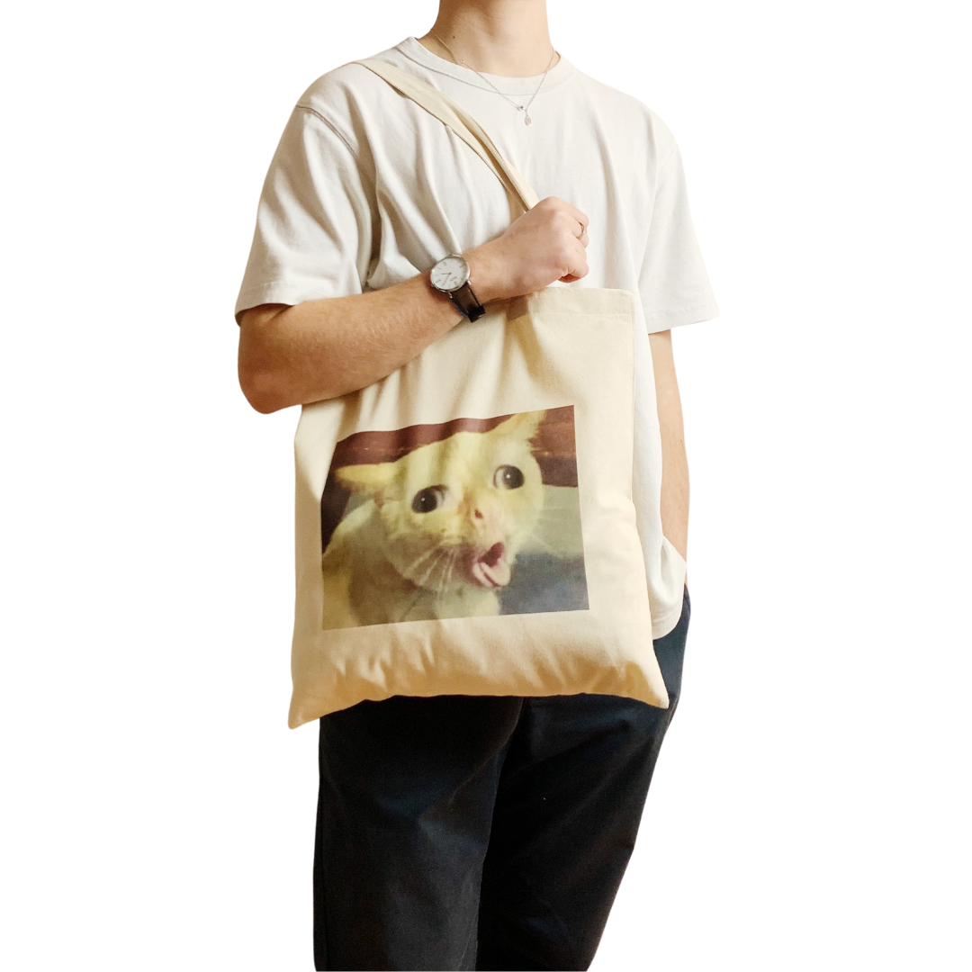 Cat Gagging Meme Tote Bag Funny Kitty Feline Bag Iconic Meme