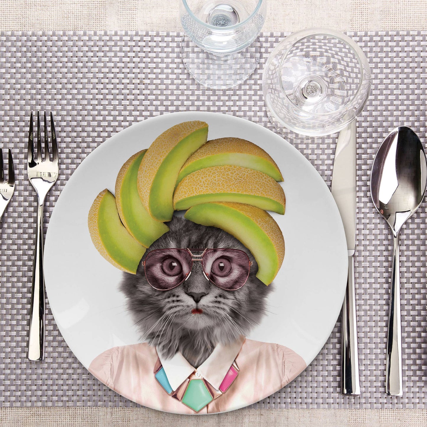 Wild Dining Cat Plate