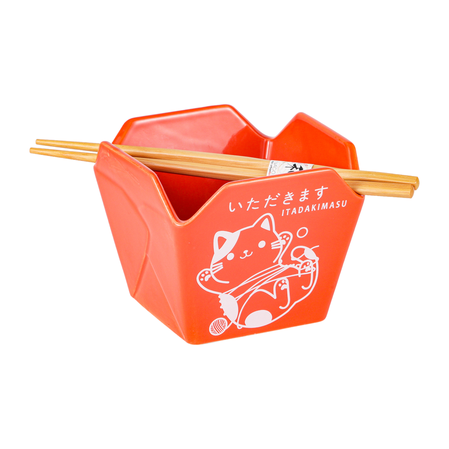 16oz Takeout Box Serving Bowl With Chopsticks Cat Itadakimasu