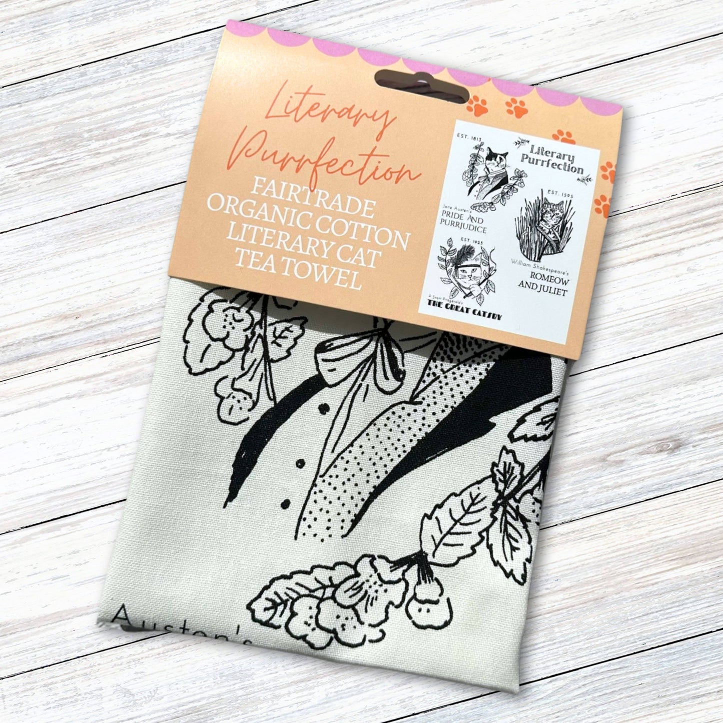 Literary Purrfection: Fairtrade Cotton Cat Tea Towel