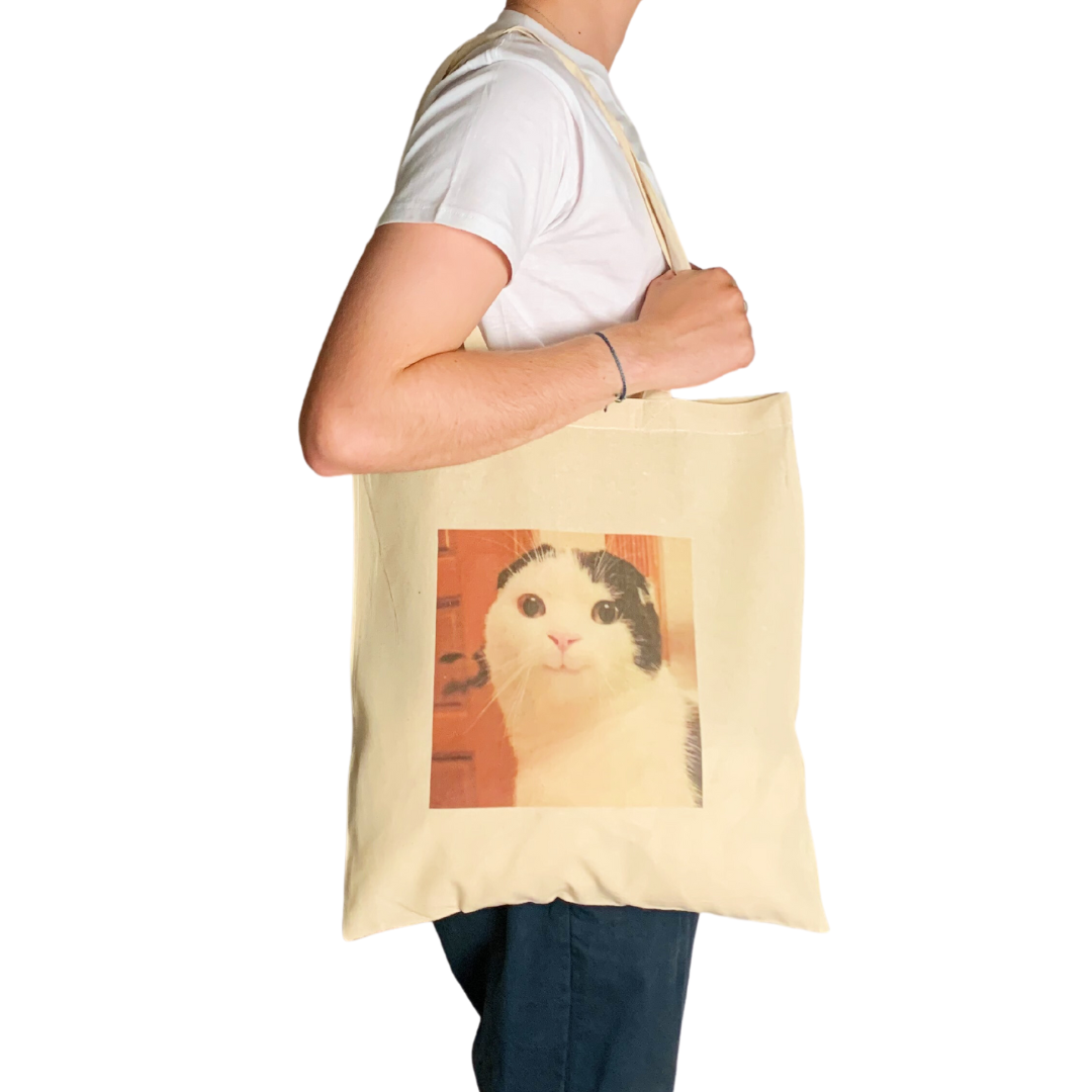 Funny Smiling Cat Meme Tote Bag