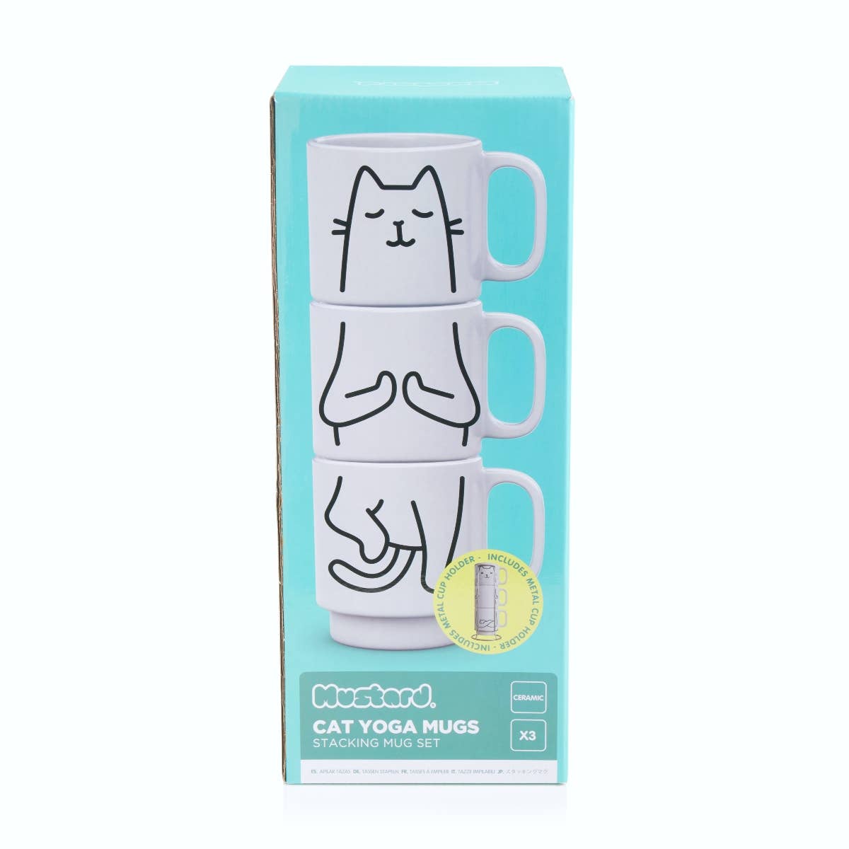 Hilarious cat yoga mug set