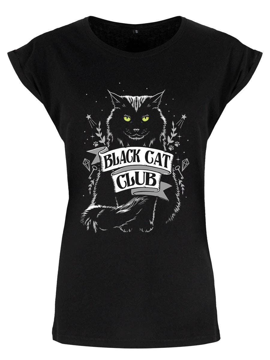 Black Cat Club Ladies Black T-Shirt