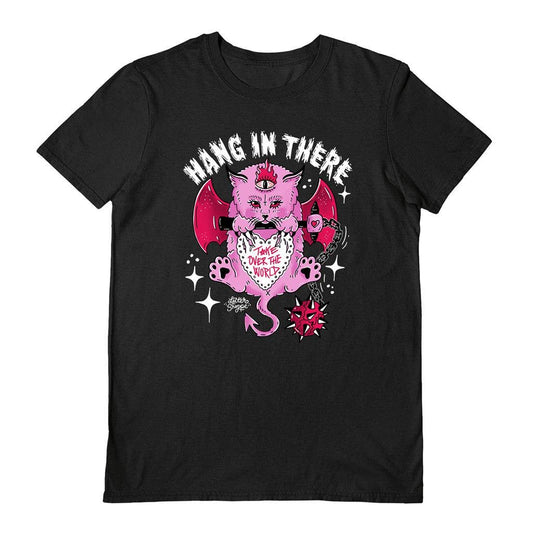 Hang In There Kitty Black T-Shirt